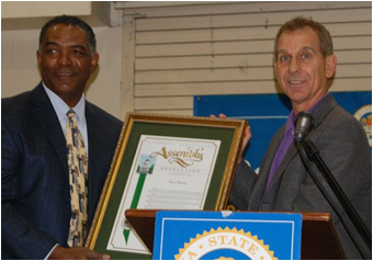 CSUEB alumnus Gene Daniels receives his award from Assemblymember Bob Wieckowski (D-Fremont) (By: Bob Wieckowski)